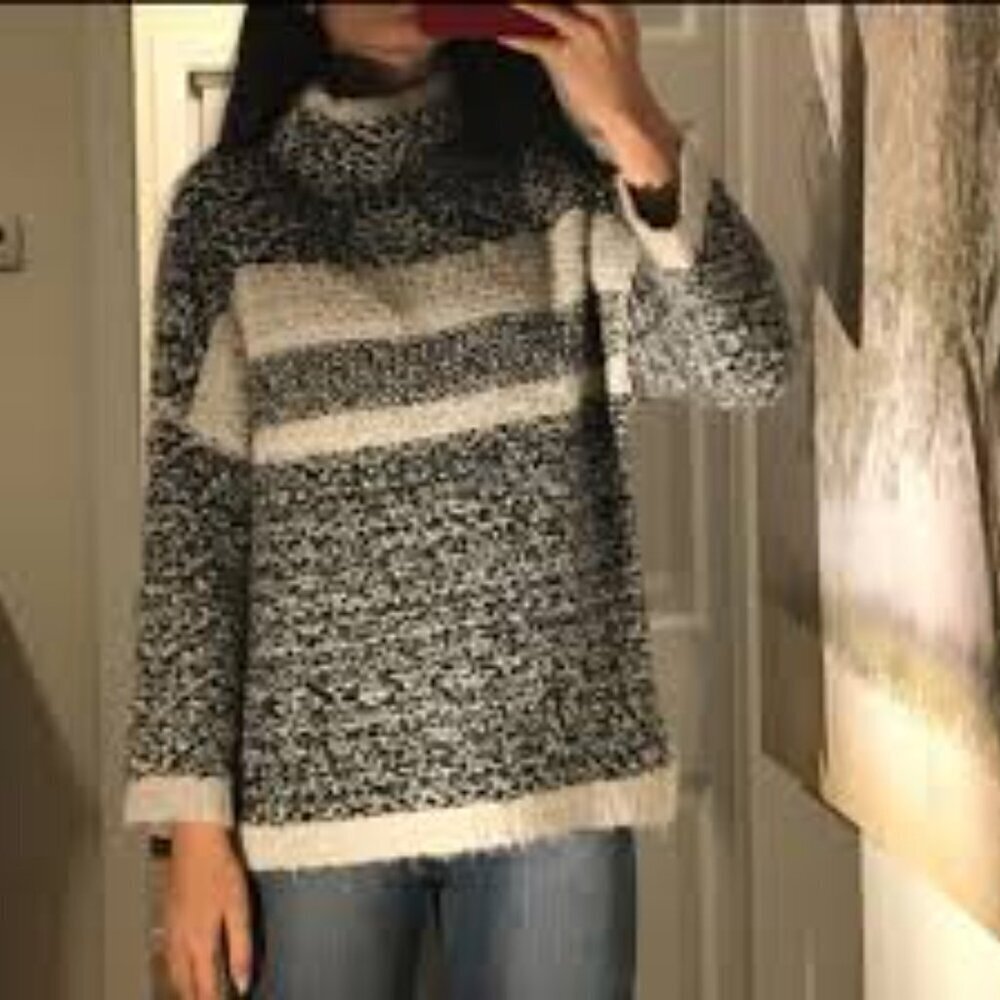 Magaschoni Black/White Wool Mohair Blend Sweater Boxy Oversized Sweater Sz Small - Picture 5 of 5
